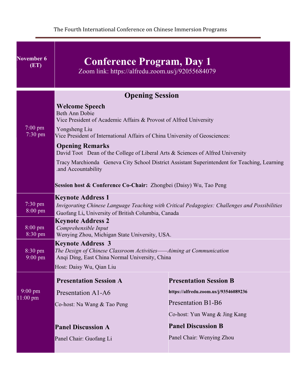 2020 Conference on Chinese Immersion Program & Abstract