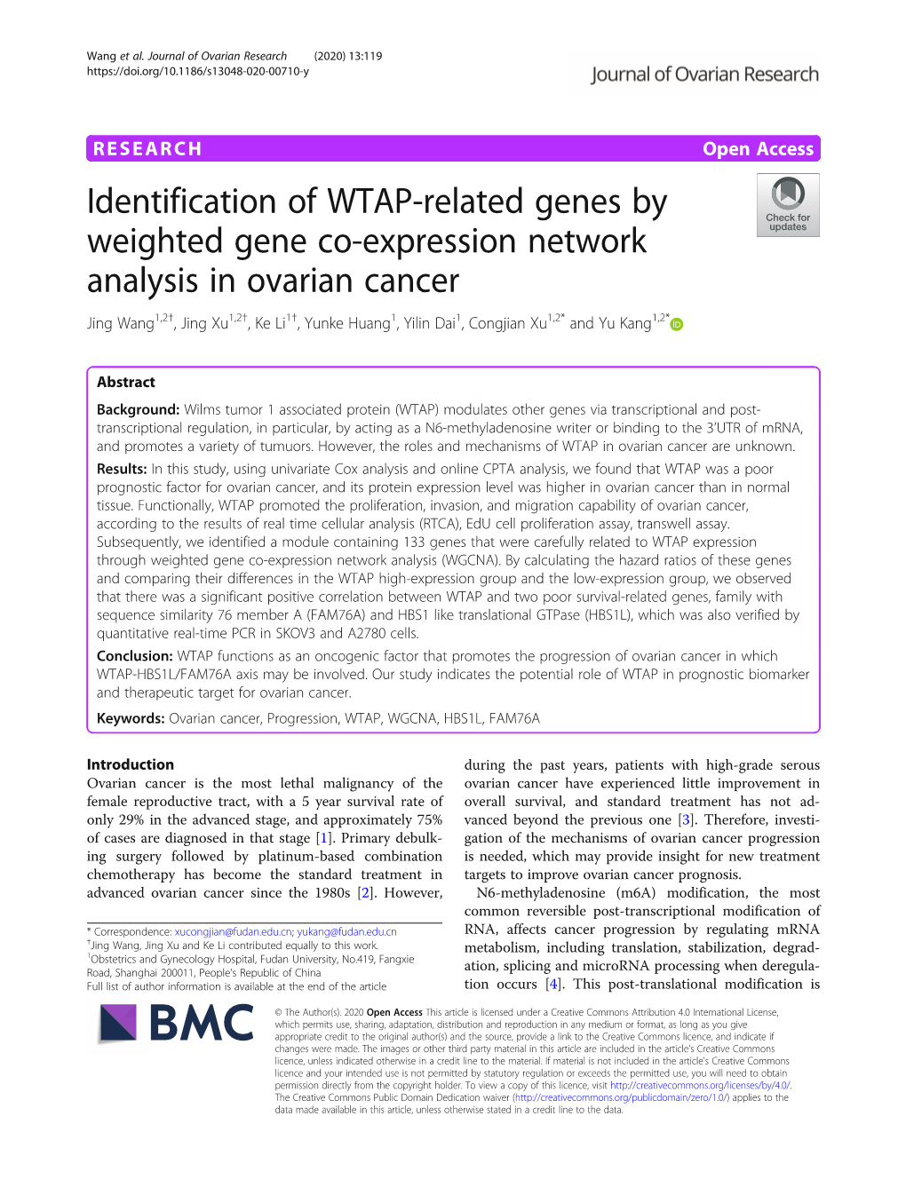 Identification of WTAP-Related Genes By