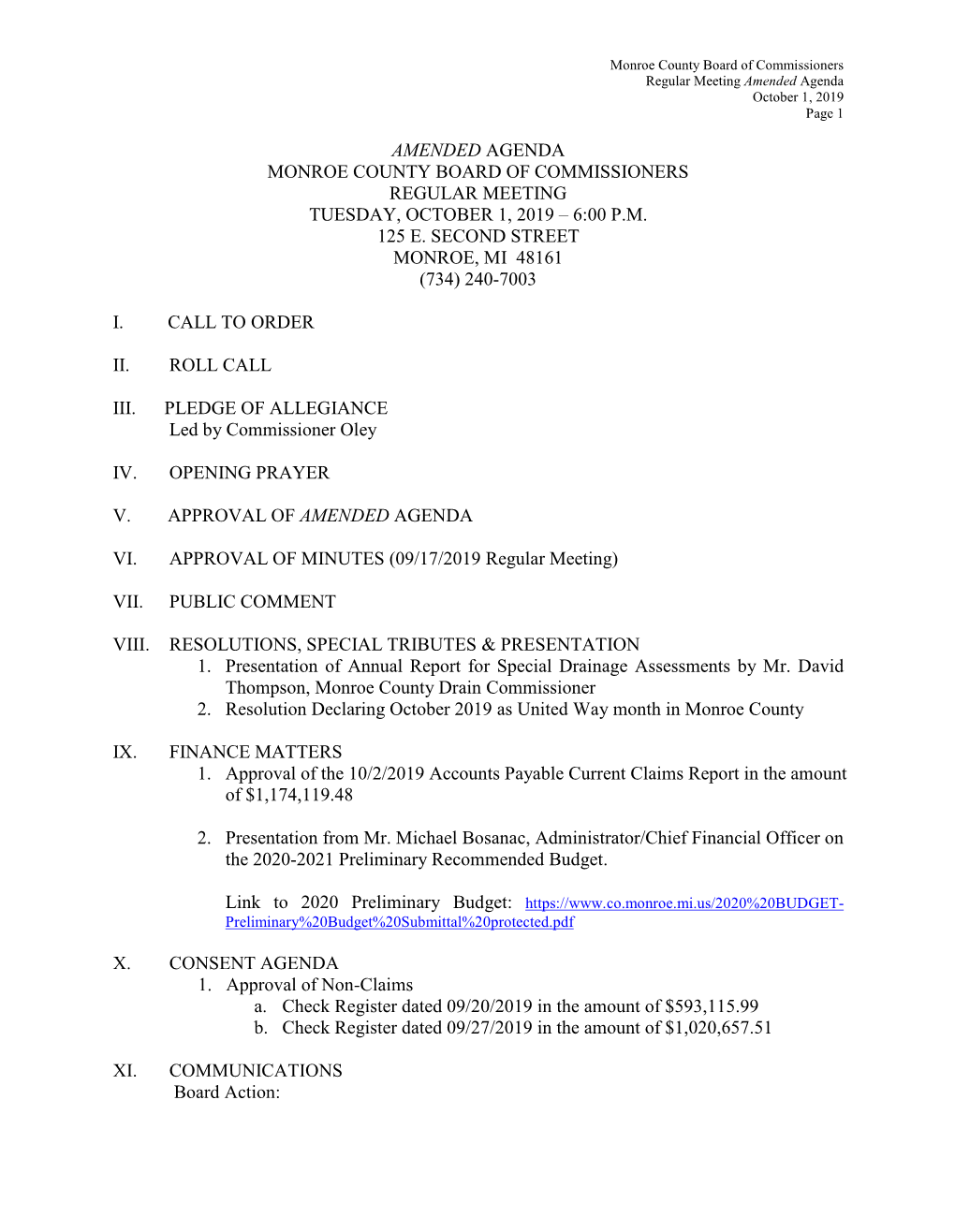 Agenda Packet 100119 BOC Meeting