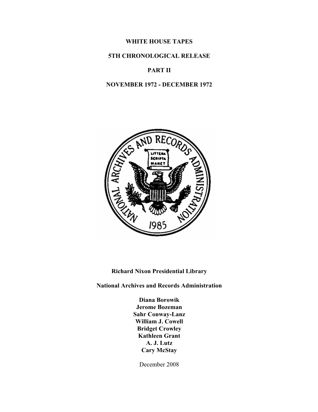 5Th Chron, Part II Scope and Content Note