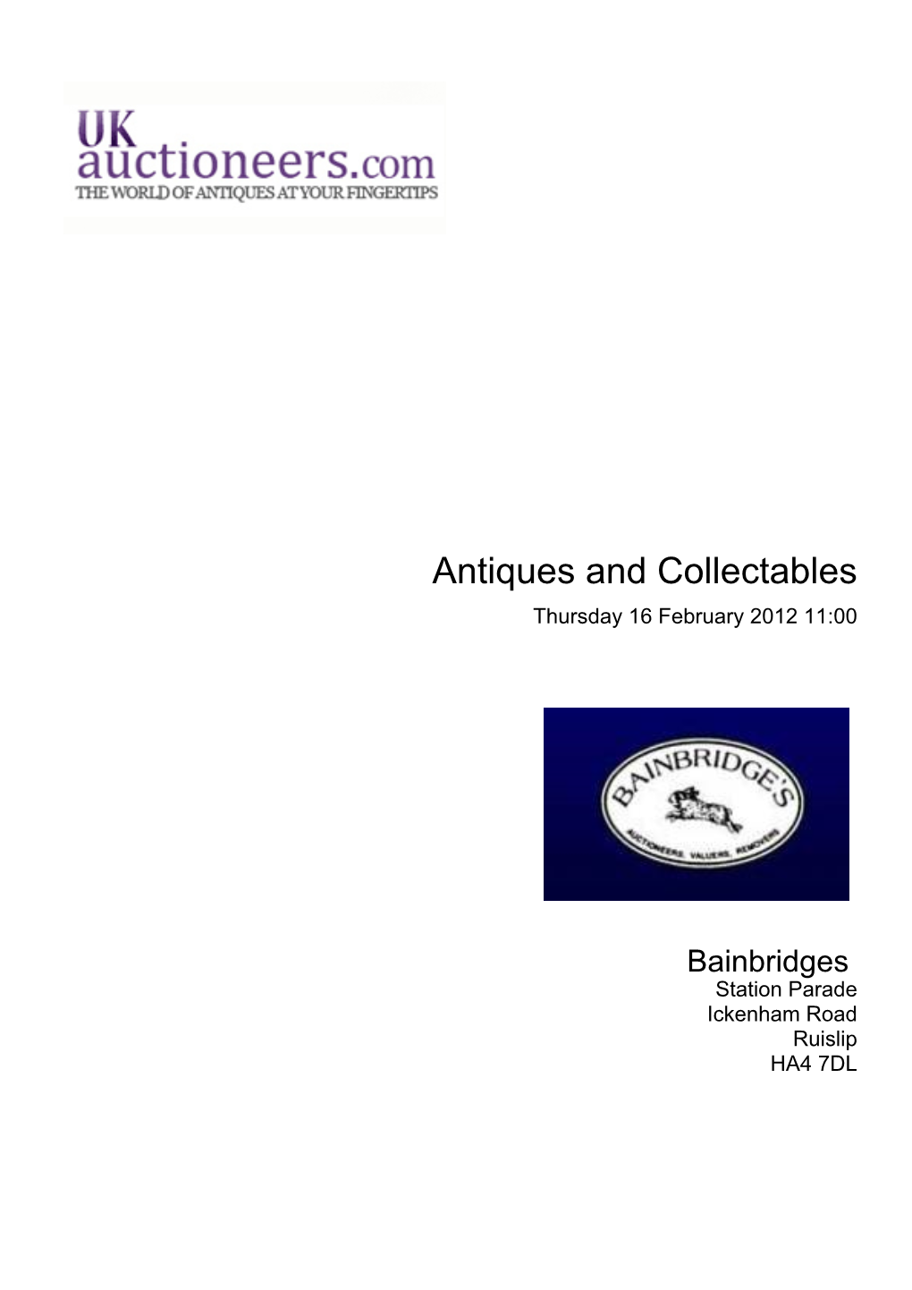 Antiques and Collectables Thursday 16 February 2012 11:00