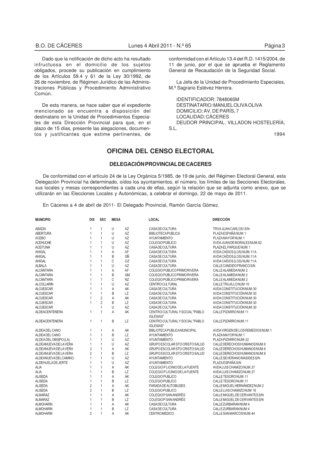 Oficina Del Censo Electoral