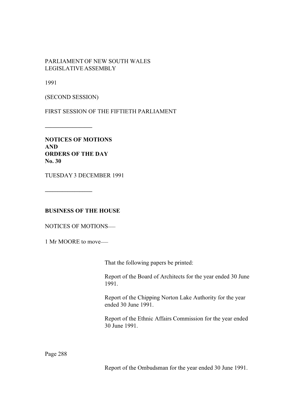 Notices of Motion No. 30