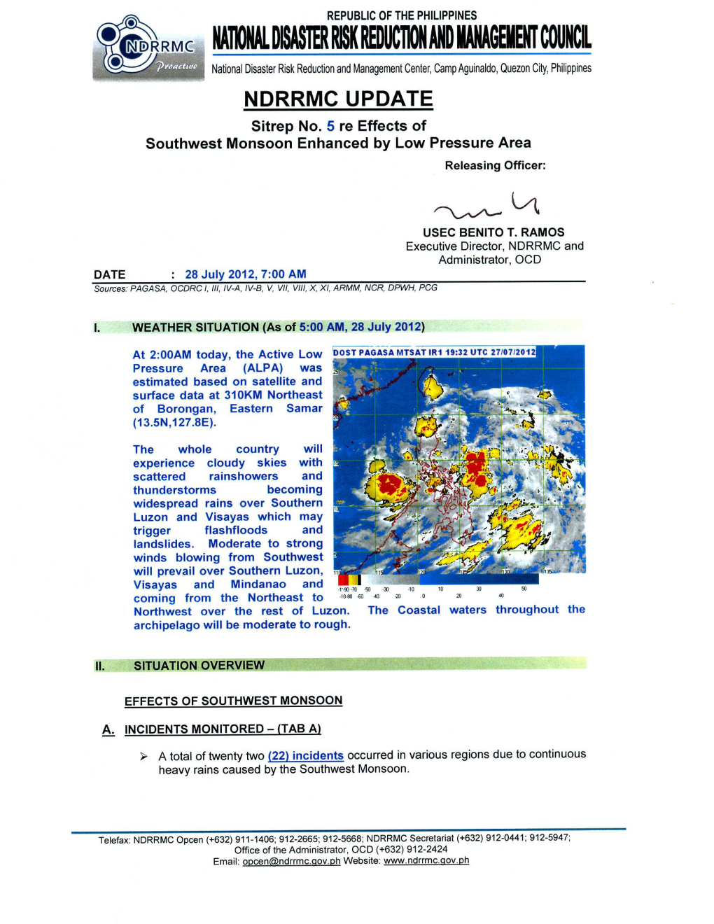 NDRRMC UPDATE Sitrep 05 Re Effects of SW Monsoon As of 28