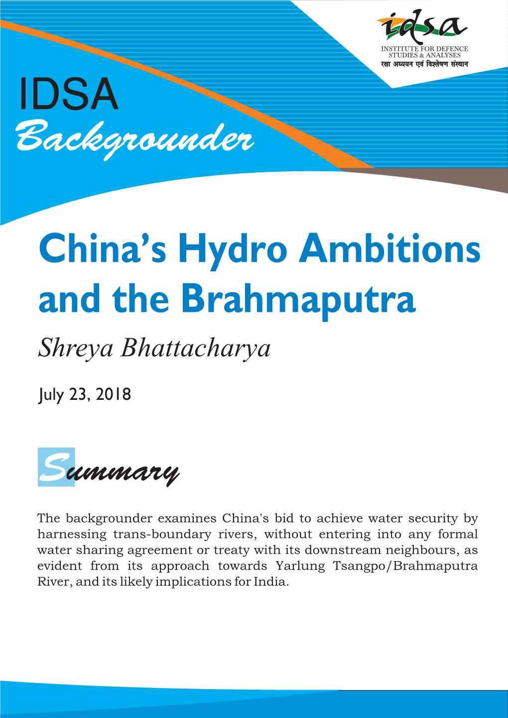 China's Hydro Ambitions and the Brahmaputra