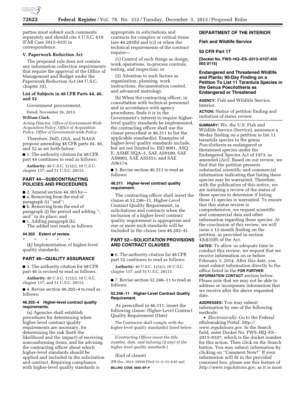 Federal Register/Vol. 78, No. 232/Tuesday, December 3, 2013