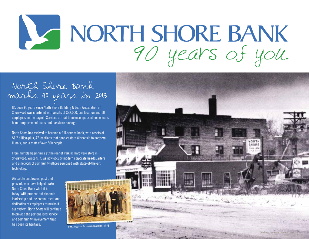 North Shore Bank 90 Years Of