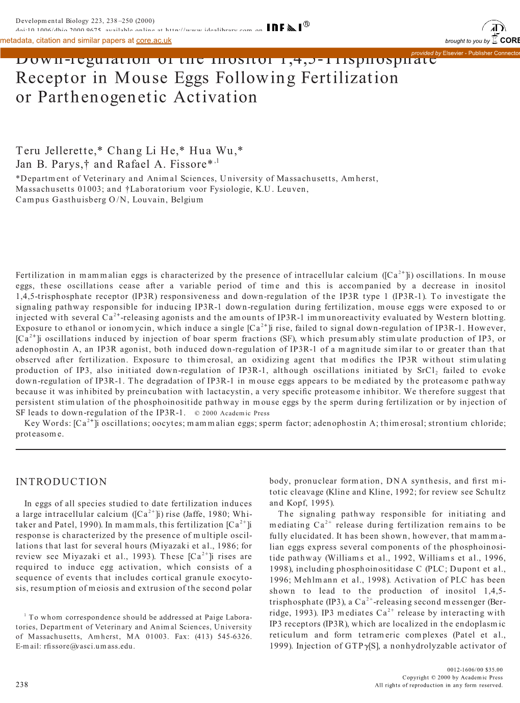 Down-Regulation of the Inositol 1,4,5-Trisphosphate Receptor In