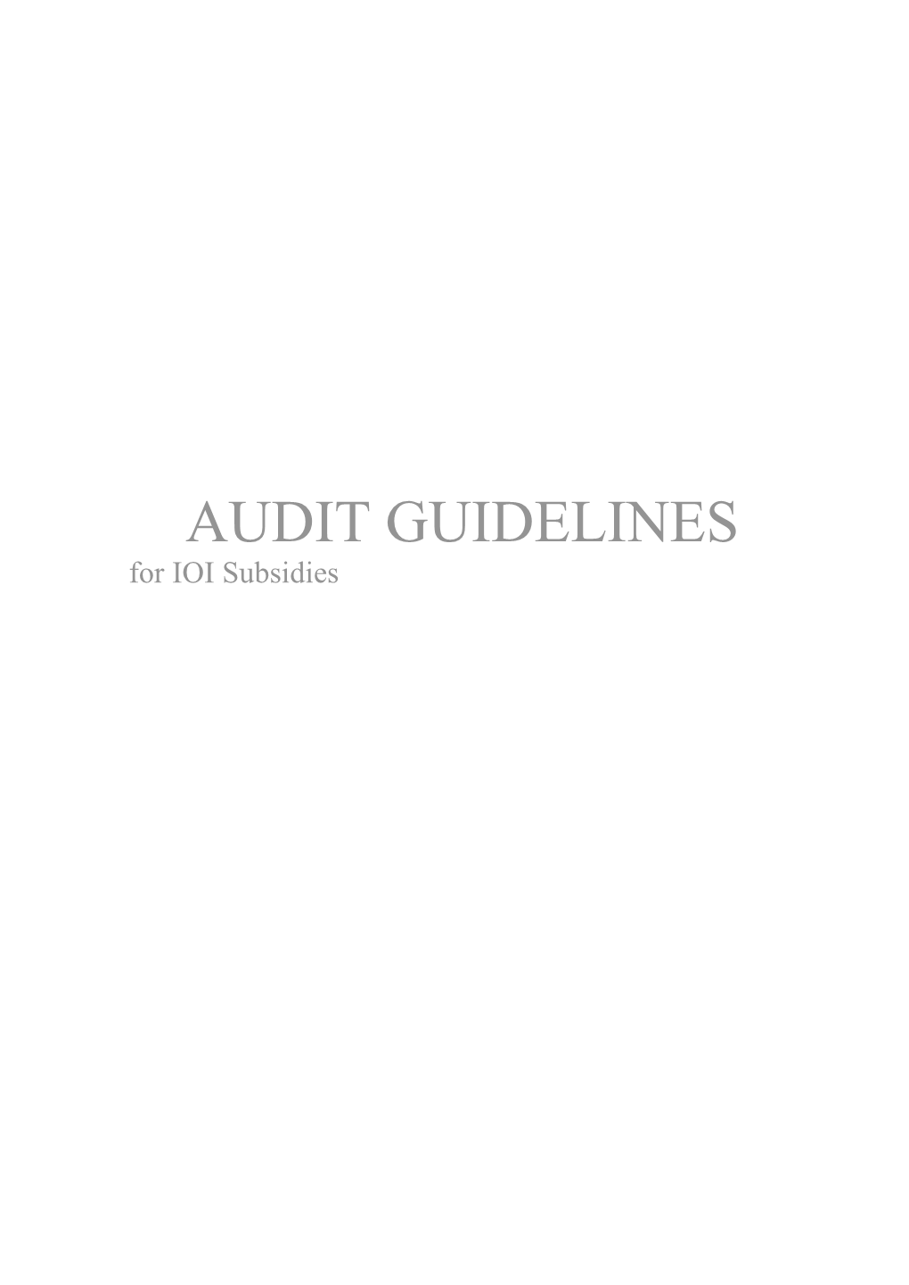 Audit Guidelines