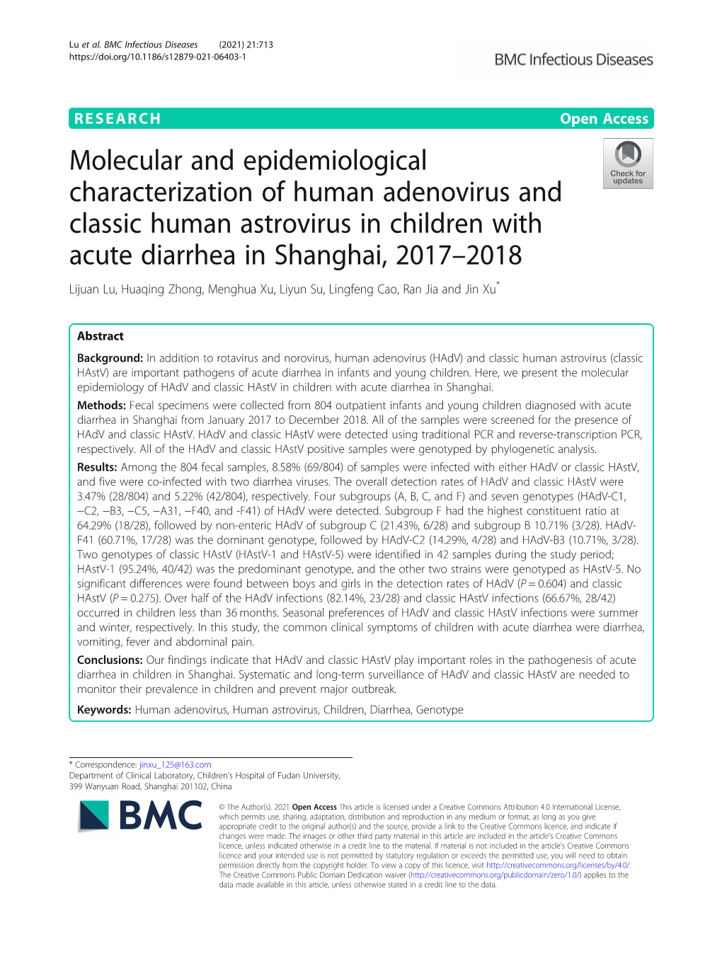 Molecular and Epidemiological Characterization of Human