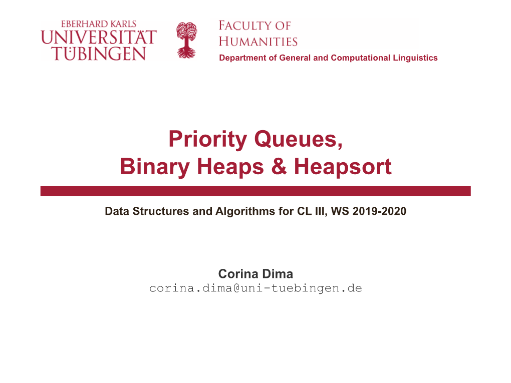 Priority Queues, Binary Heaps & Heapsort