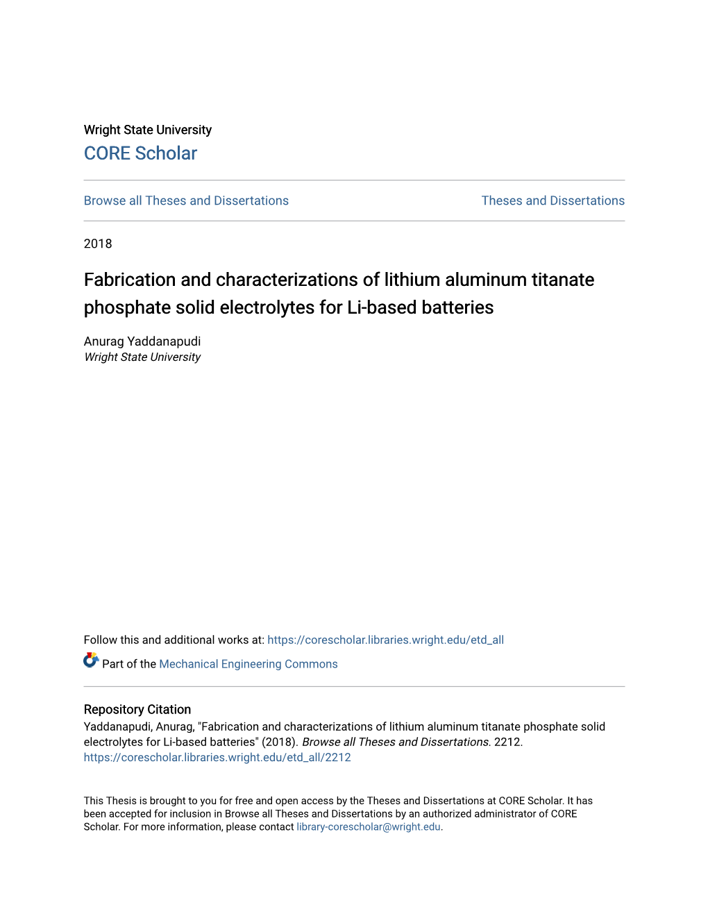 Fabrication and Characterizations of Lithium Aluminum Titanate Phosphate Solid Electrolytes for Li-Based Batteries