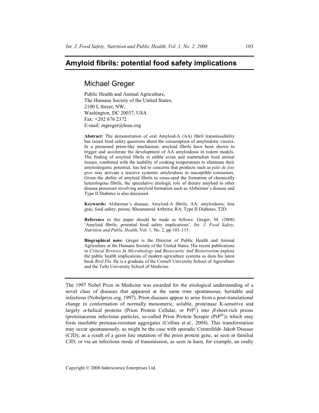 Amyloid Fibrils: Potential Food Safety Implications