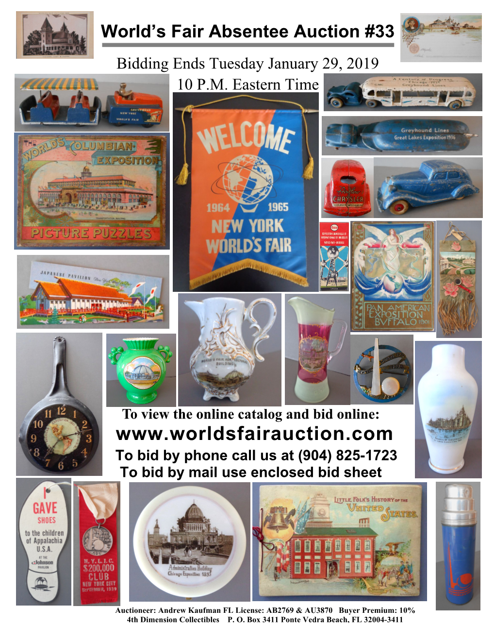 Catalog and Bid Online: to Bid by Phone Call Us at (904) 825-1723 to Bid by Mail Use Enclosed Bid Sheet