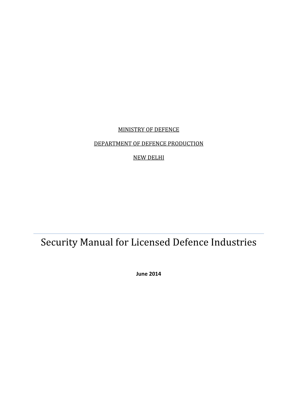 Security Manual for Licensed Defence Industries