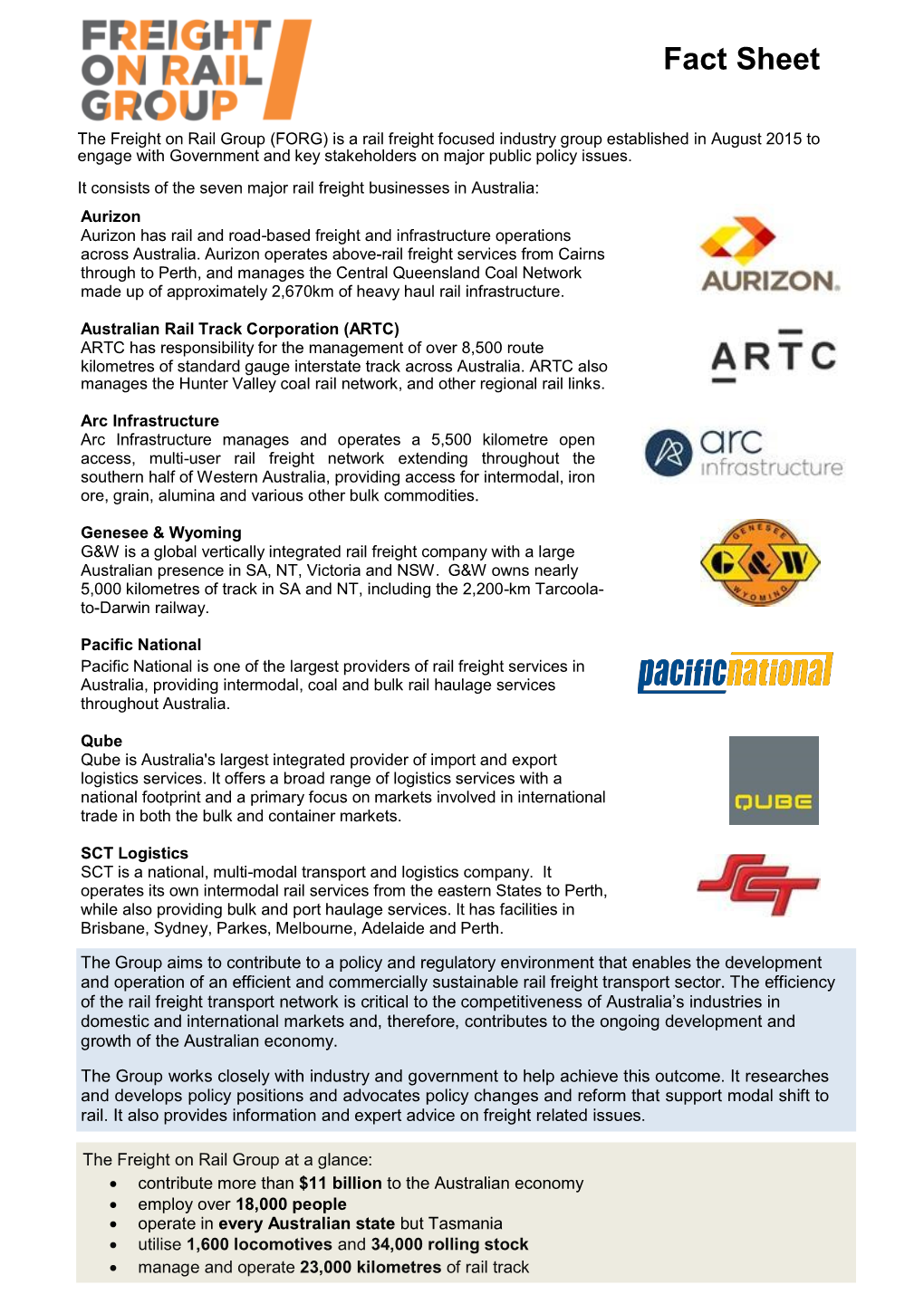 Fact Sheet – Freight on Rail Group