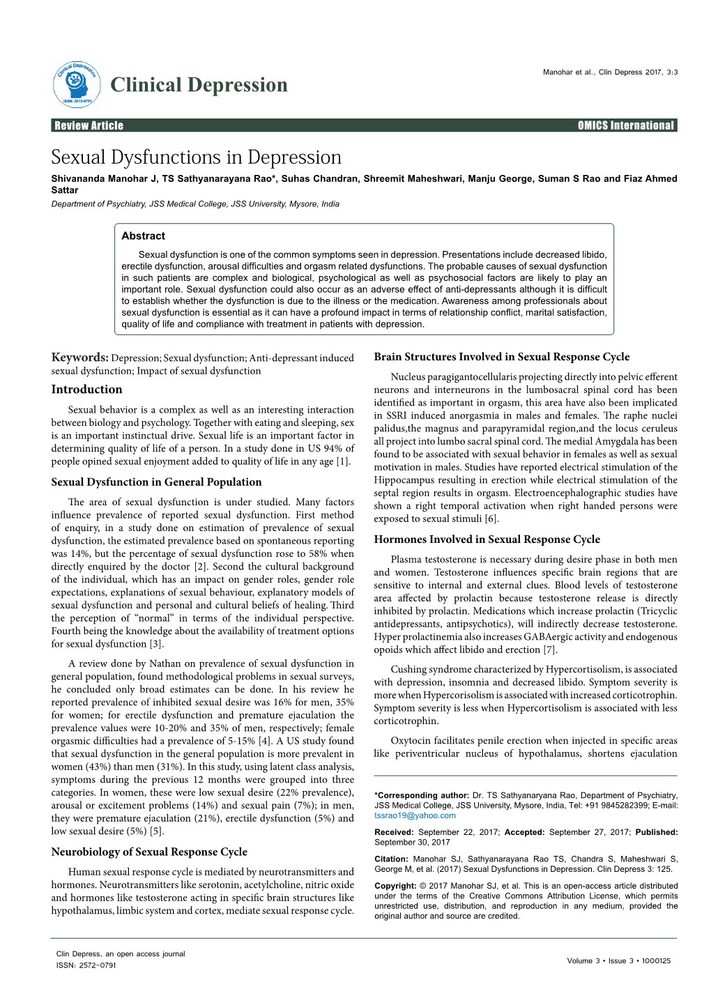 Sexual Dysfunctions in Depression