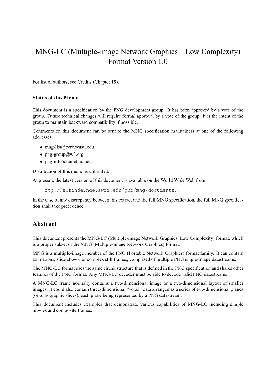 MNG-LC (Multiple-Image Network Graphics—Low Complexity) Format Version 1.0