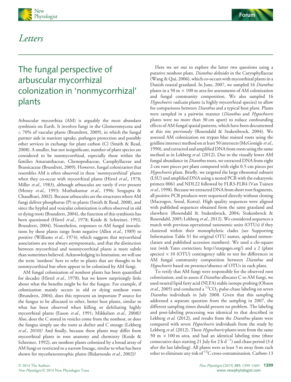 The Fungal Perspective of Arbuscular Mycorrhizal Colonization in ‘