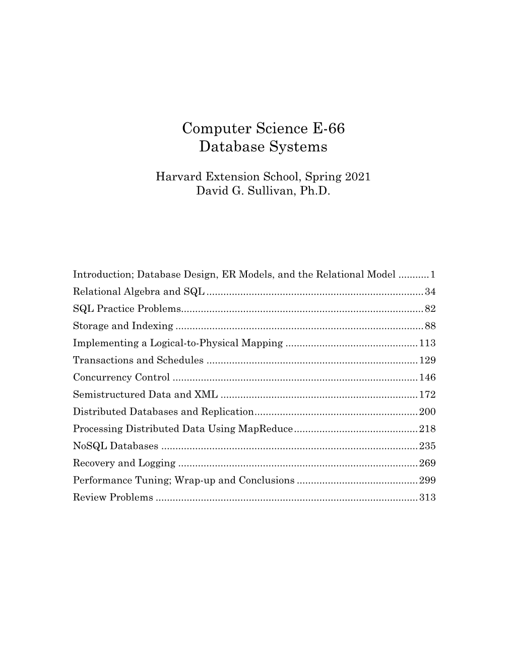 Computer Science E-66 Database Systems