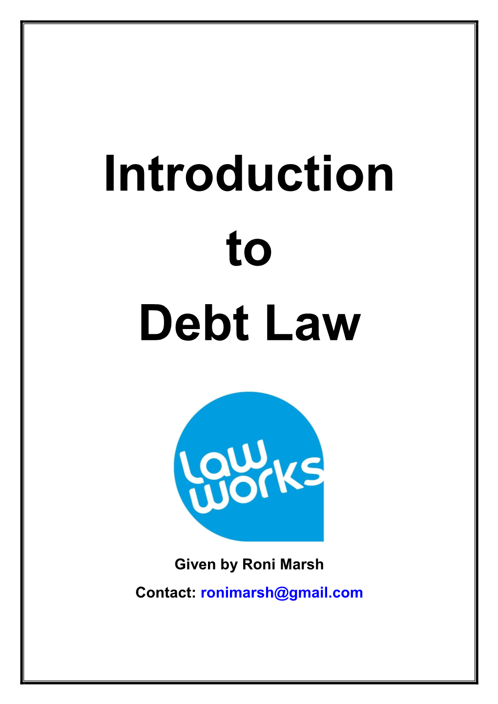 Introduction to Debt Law – March 2019 Page 2