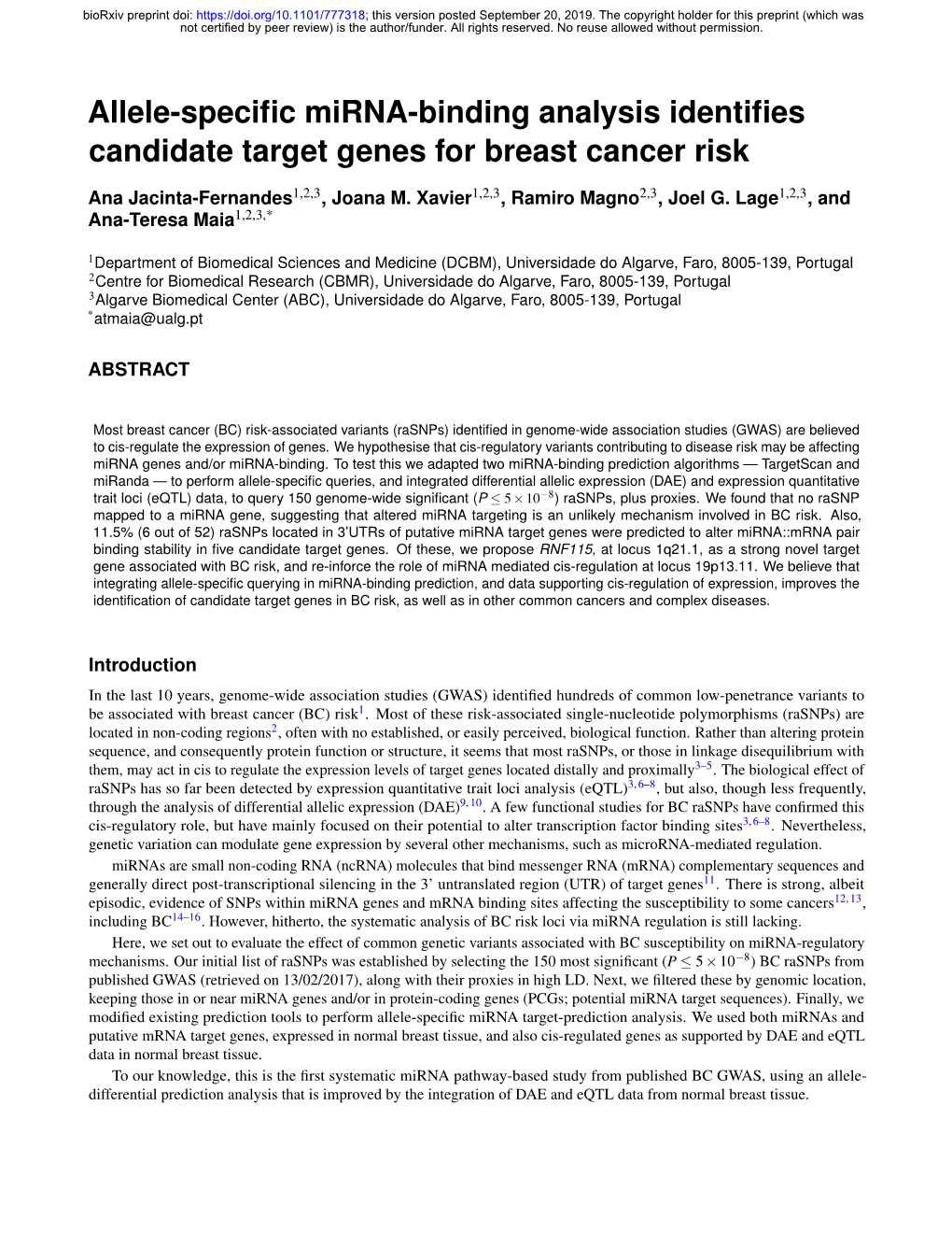 Allele-Specific Mirna-Binding Analysis Identifies Candidate Target