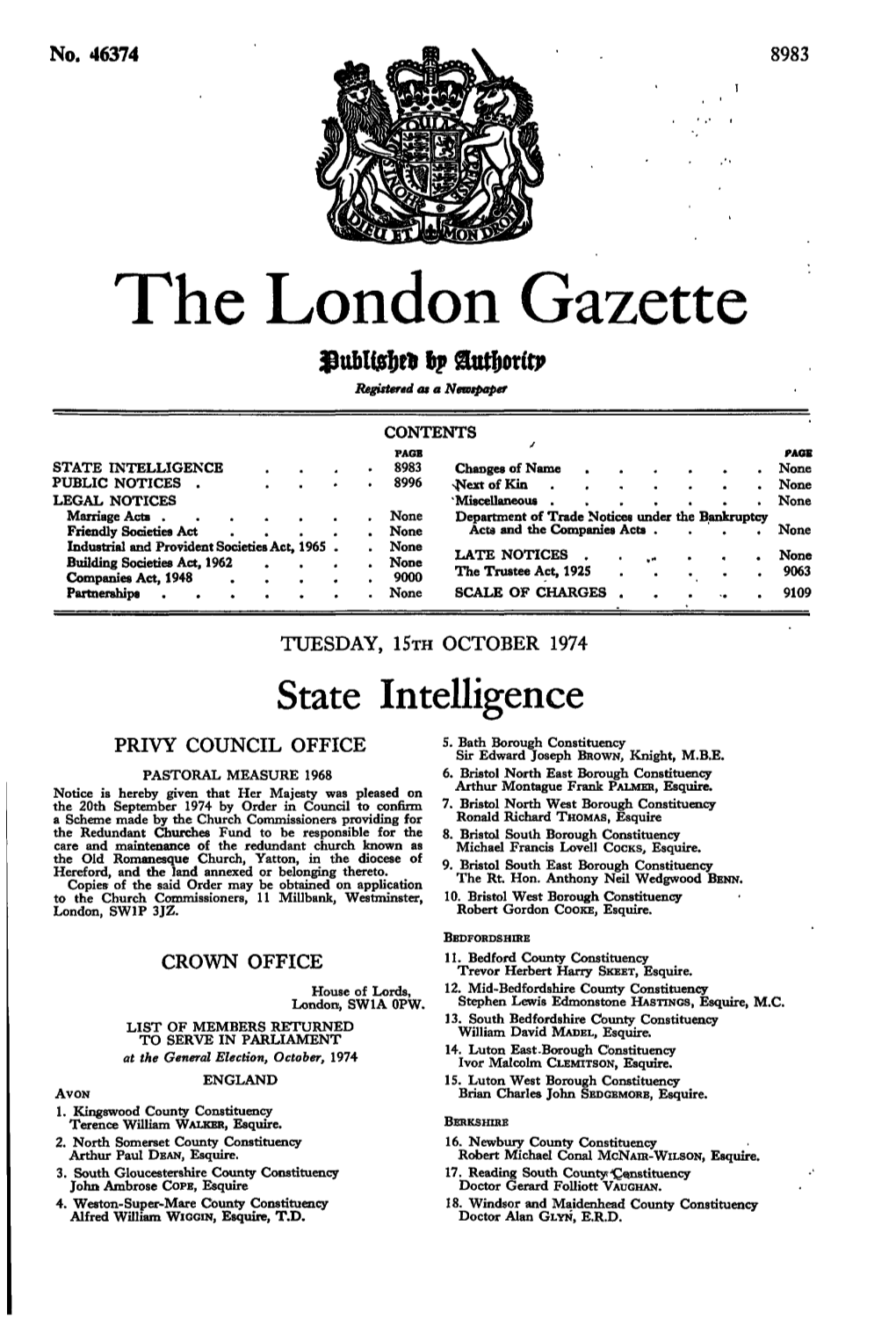 The London Gazette, Issue 46374