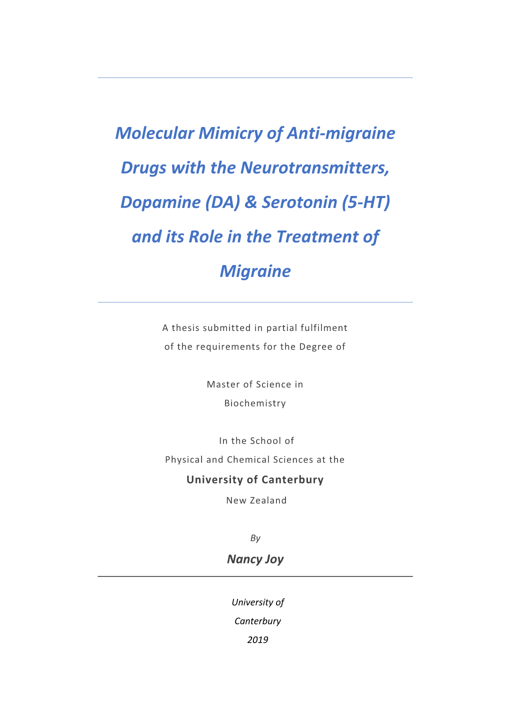 Serotonin (5-HT) and Its Role in the Treatment of Migraine