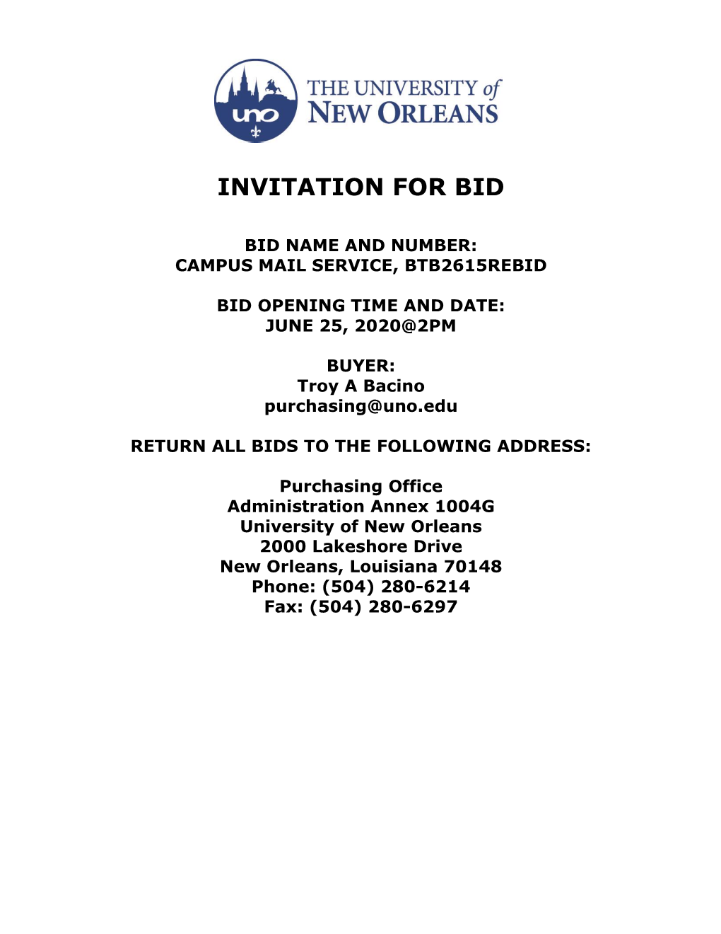 Invitation for Bid