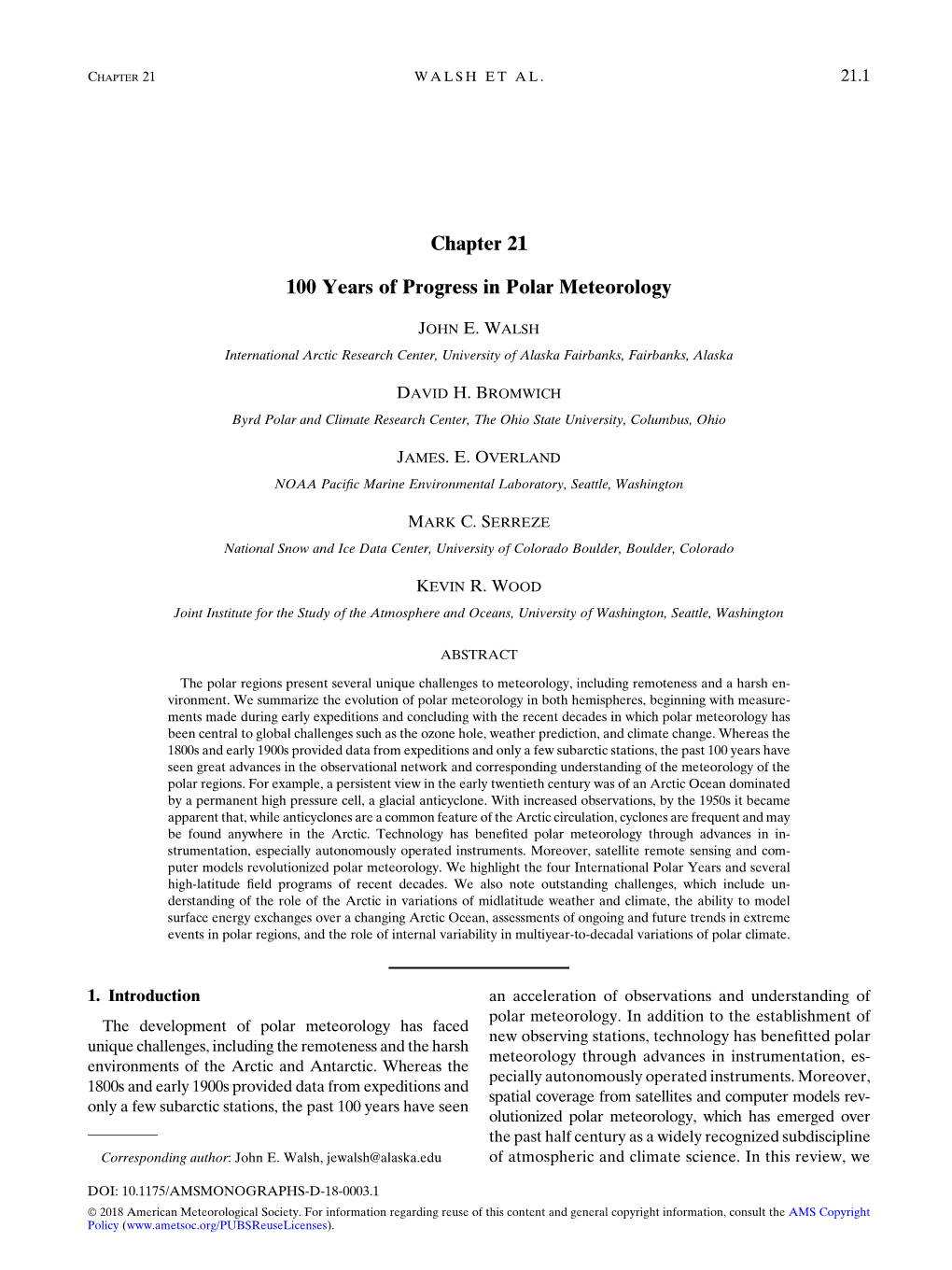 Chapter 21 100 Years of Progress in Polar Meteorology