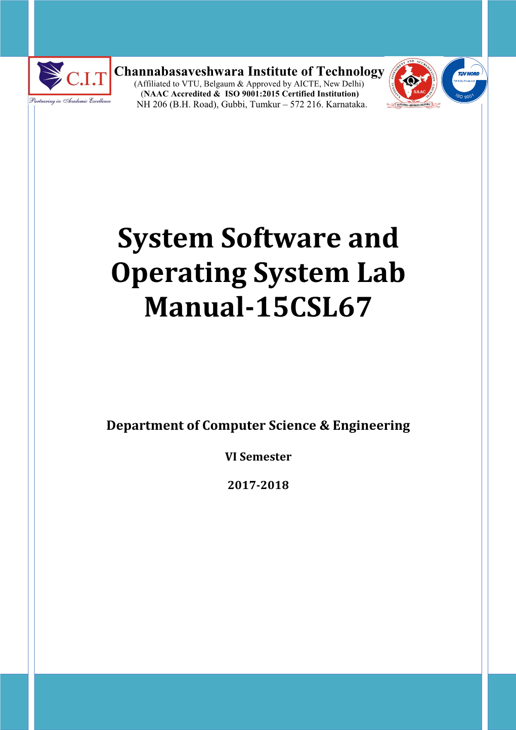 System Software and Operating System Lab Manual-15CSL67