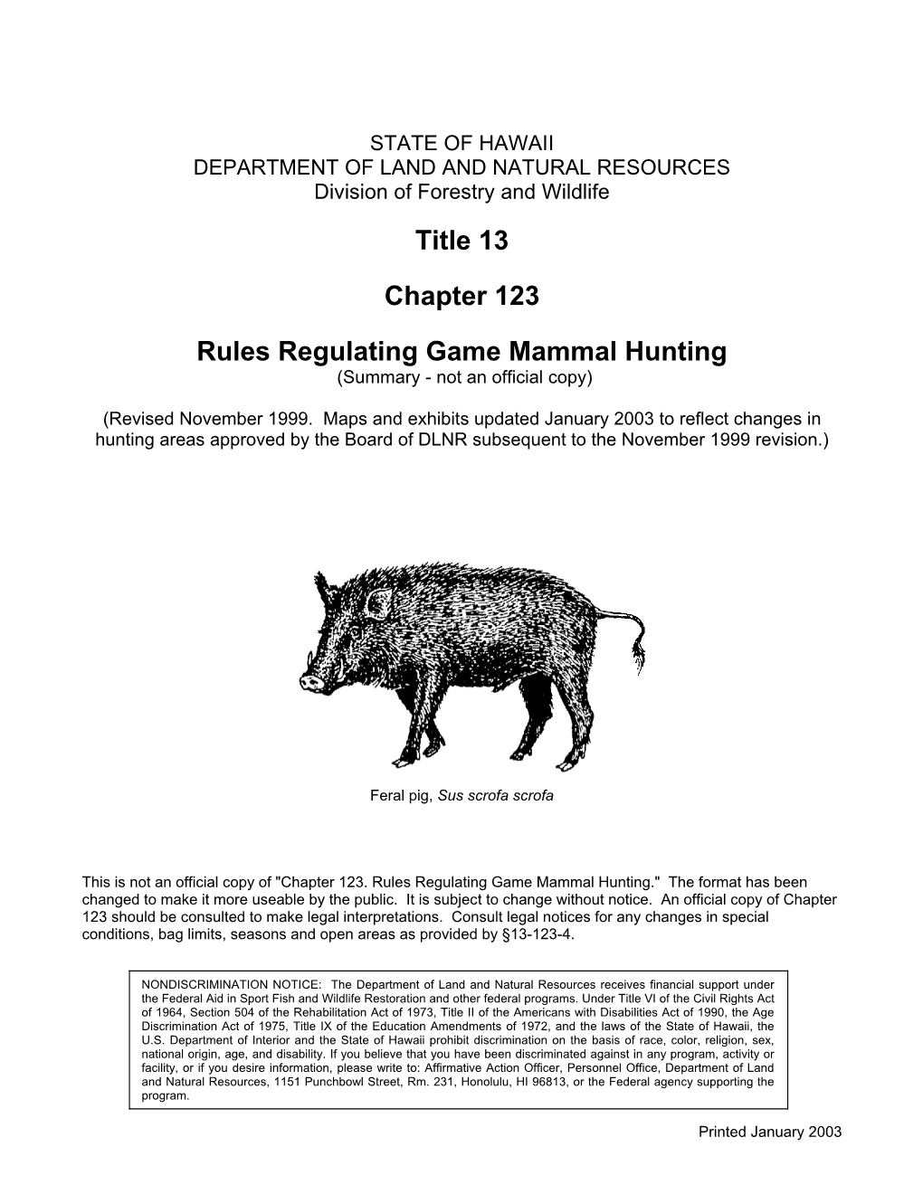 Title 13 Chapter 123 Rules Regulating Game Mammal Hunting