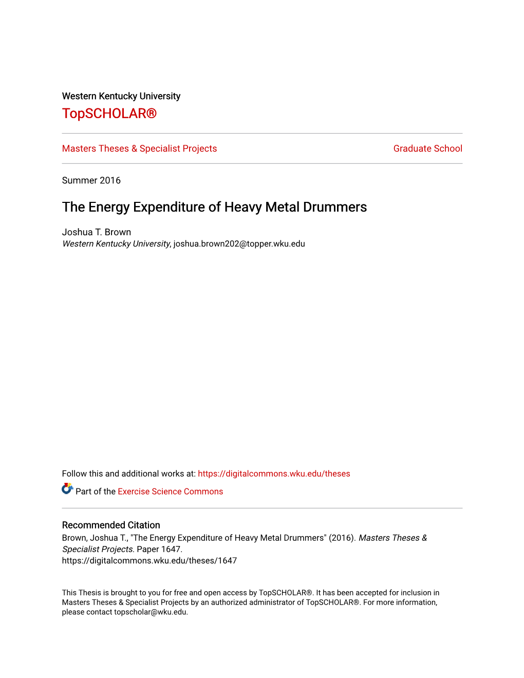 The Energy Expenditure of Heavy Metal Drummers