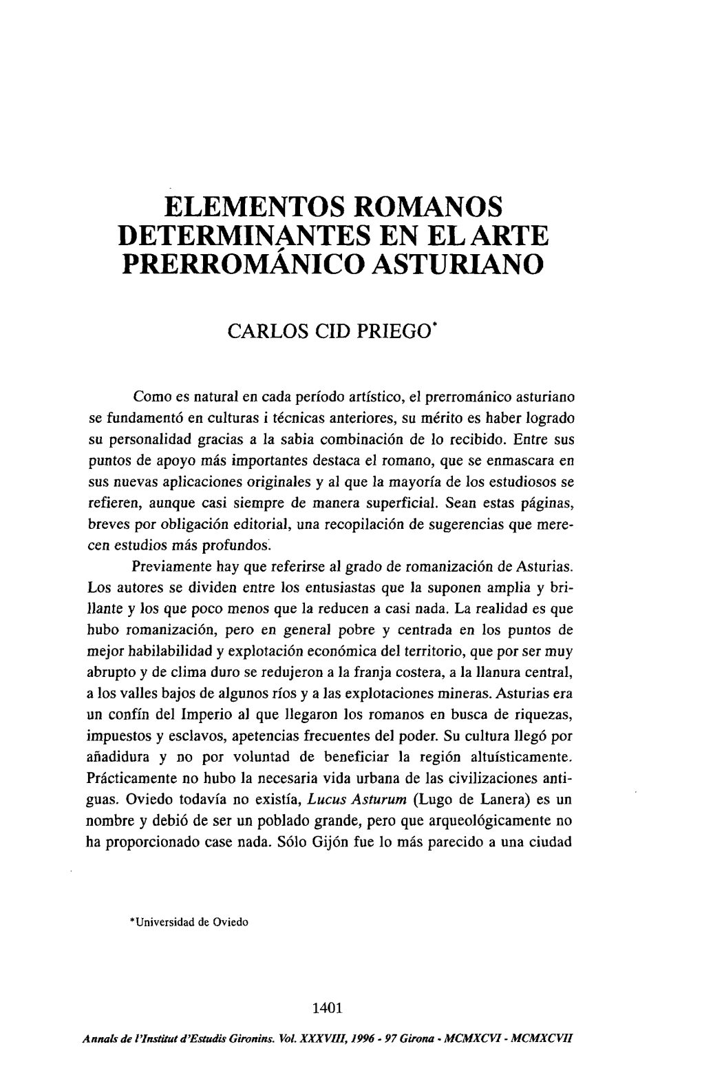 Elementos Romanos Determinantes En El Arte Prerromanico Asturiano