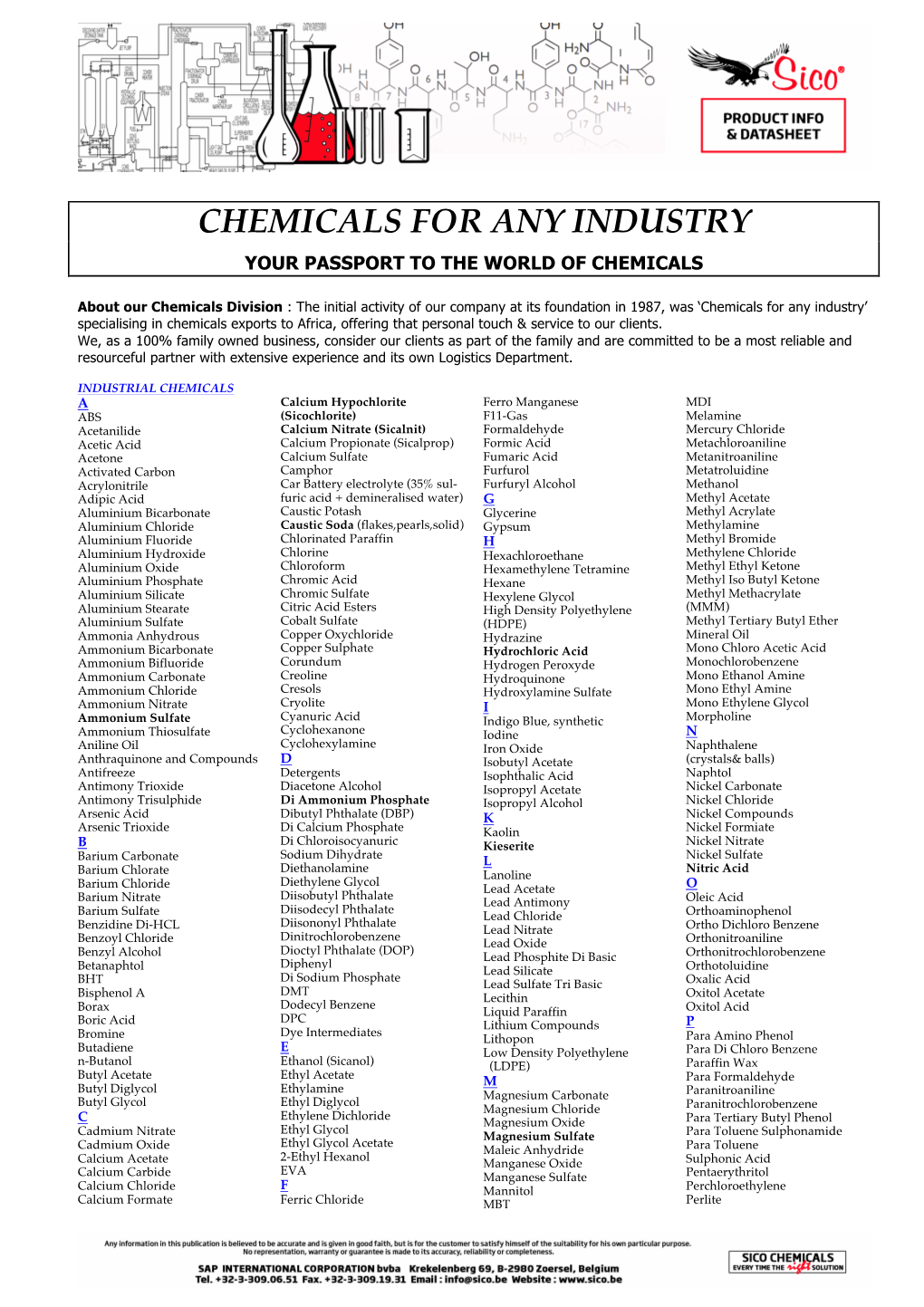 Chemicals for Any Industry Your Passport to the World of Chemicals