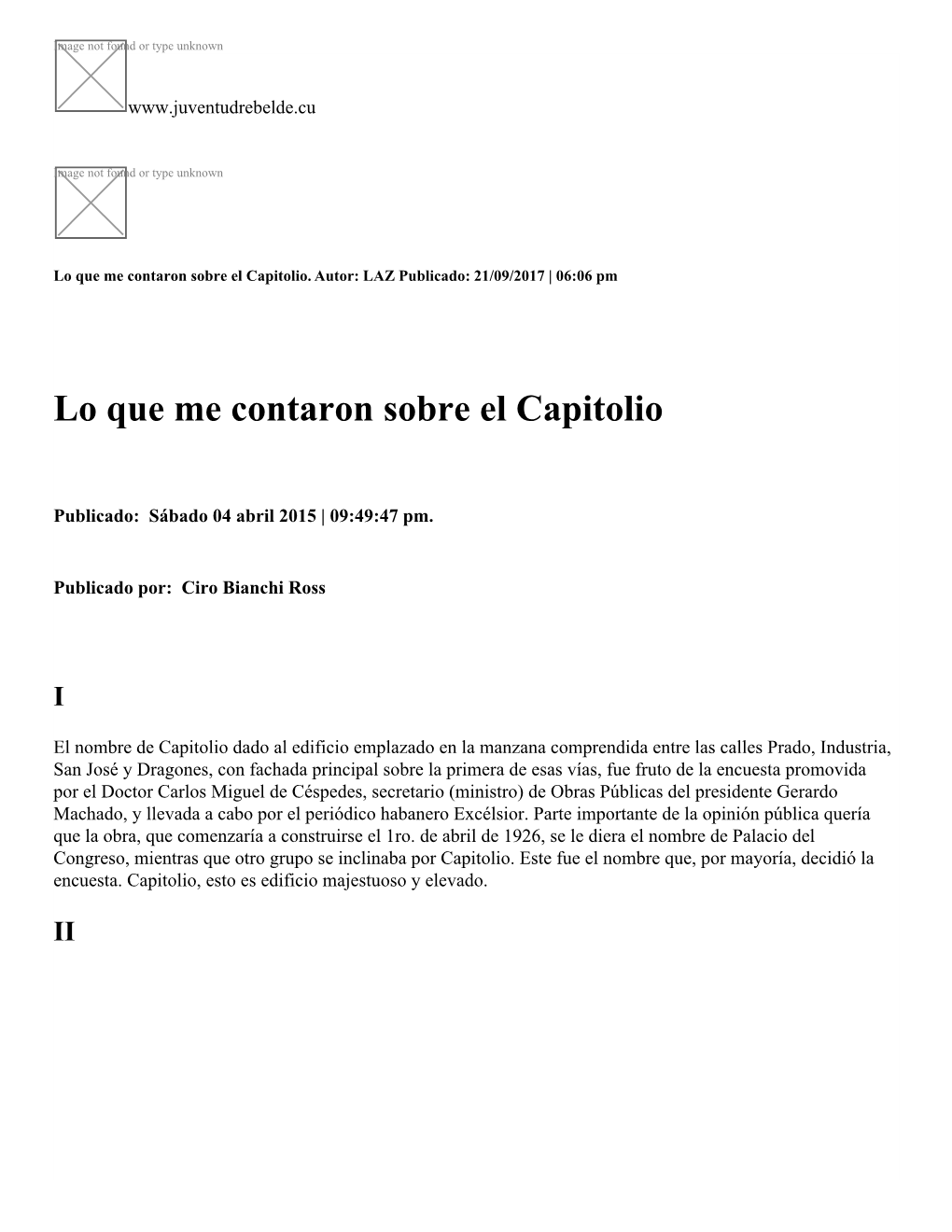 Lo Que Me Contaron Sobre El Capitolio