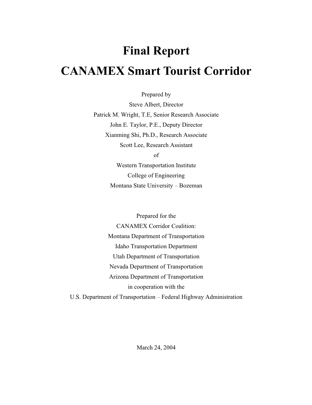Final Report CANAMEX Smart Tourist Corridor