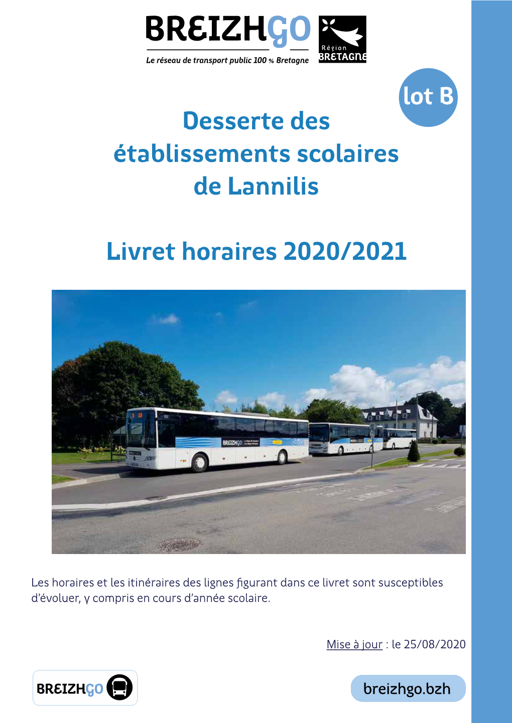 Desserte Des Établissements Scolaires De Lannilis Livret Horaires 2020/2021