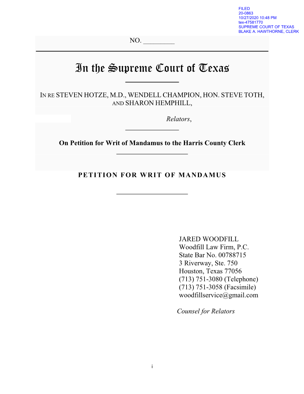 In the Supreme Court of Texas