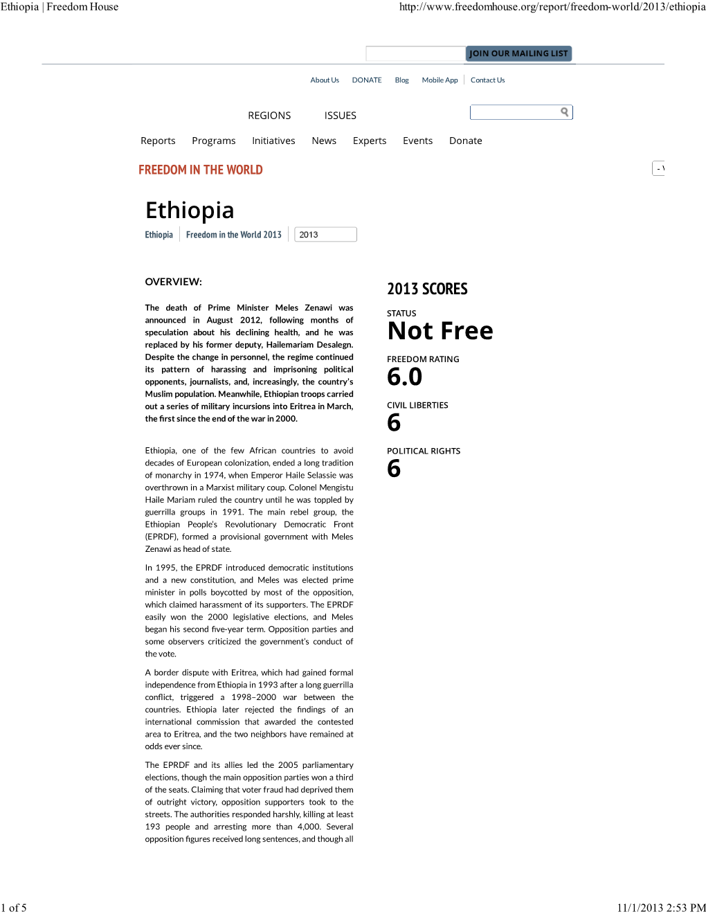 Ethiopia | Freedom House