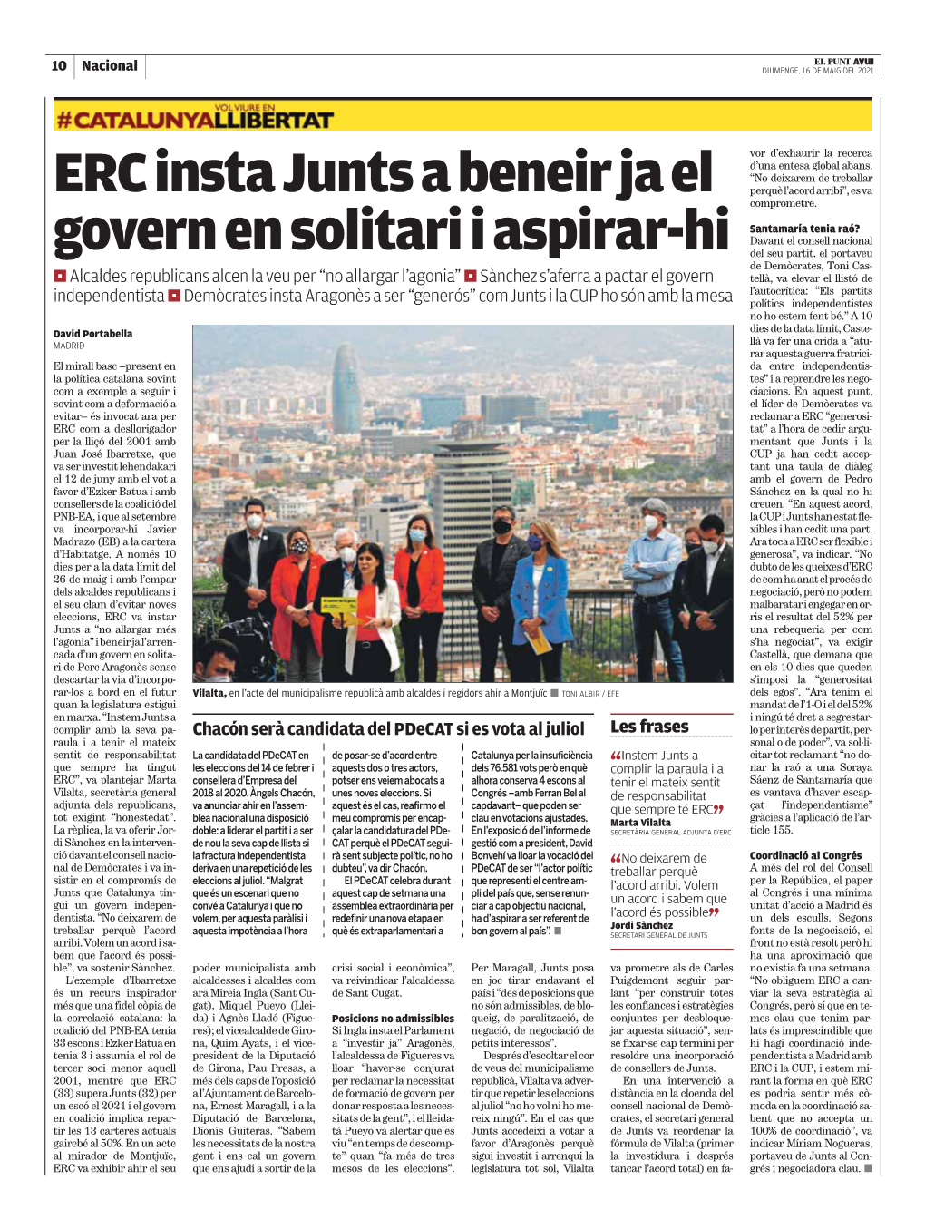 ERC Insta Junts a Beneir Ja El Govern En Solitari I Aspirar-Hi