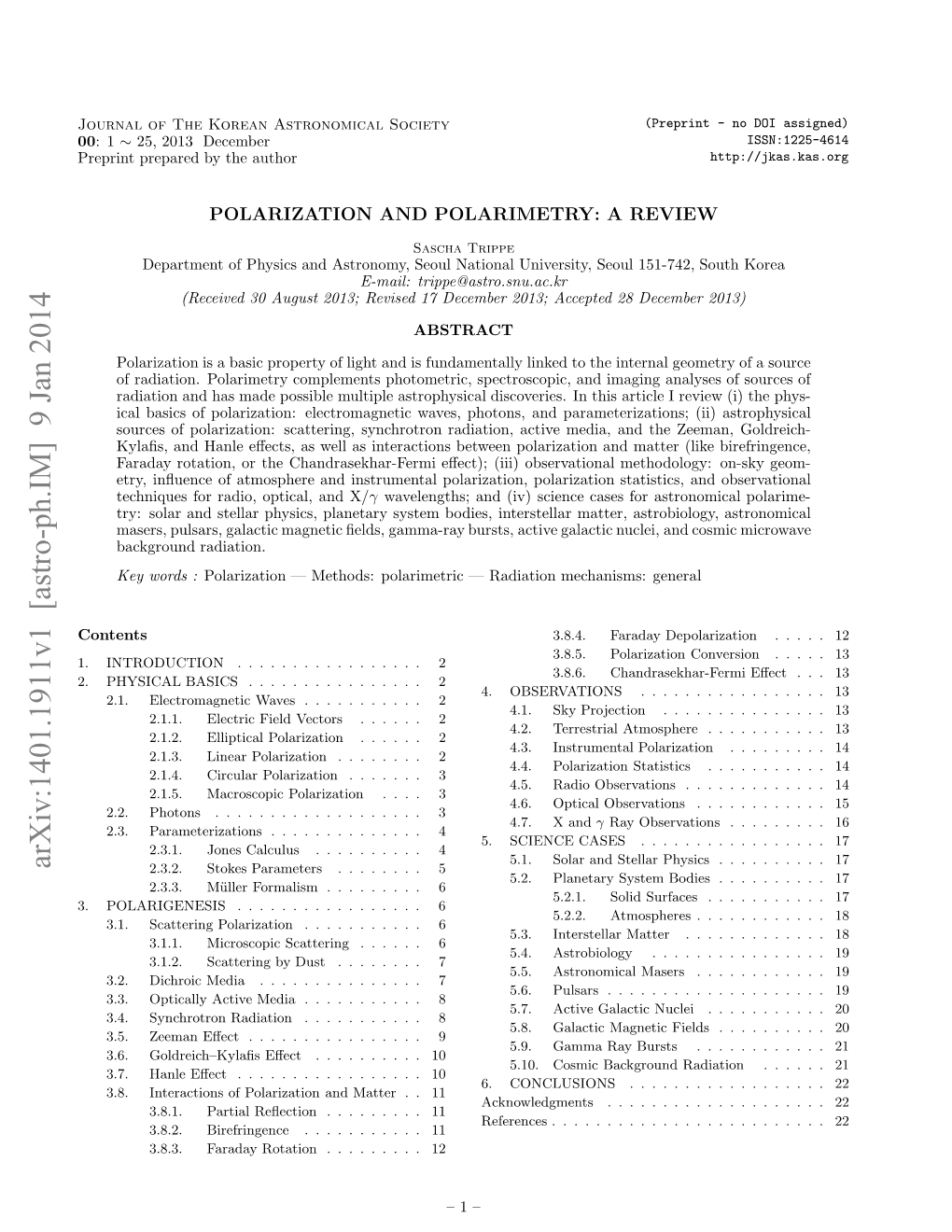 Arxiv:1401.1911V1 [Astro-Ph.IM] 9 Jan 2014 Rpitpeae Yteauthor the by Prepared Preprint .PLRGNSS