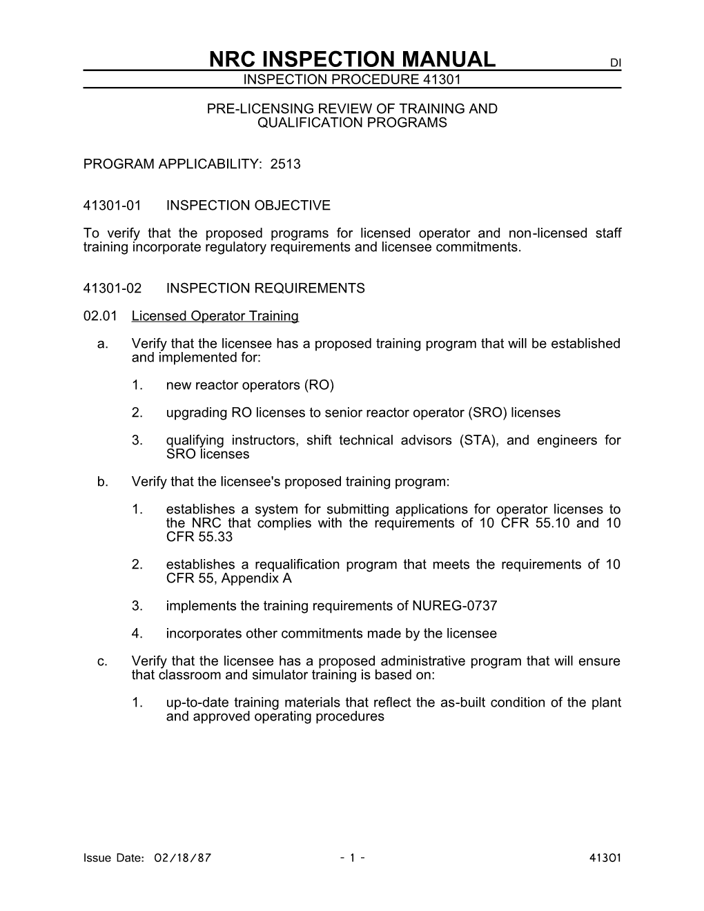 Nrc Inspection Manual Di