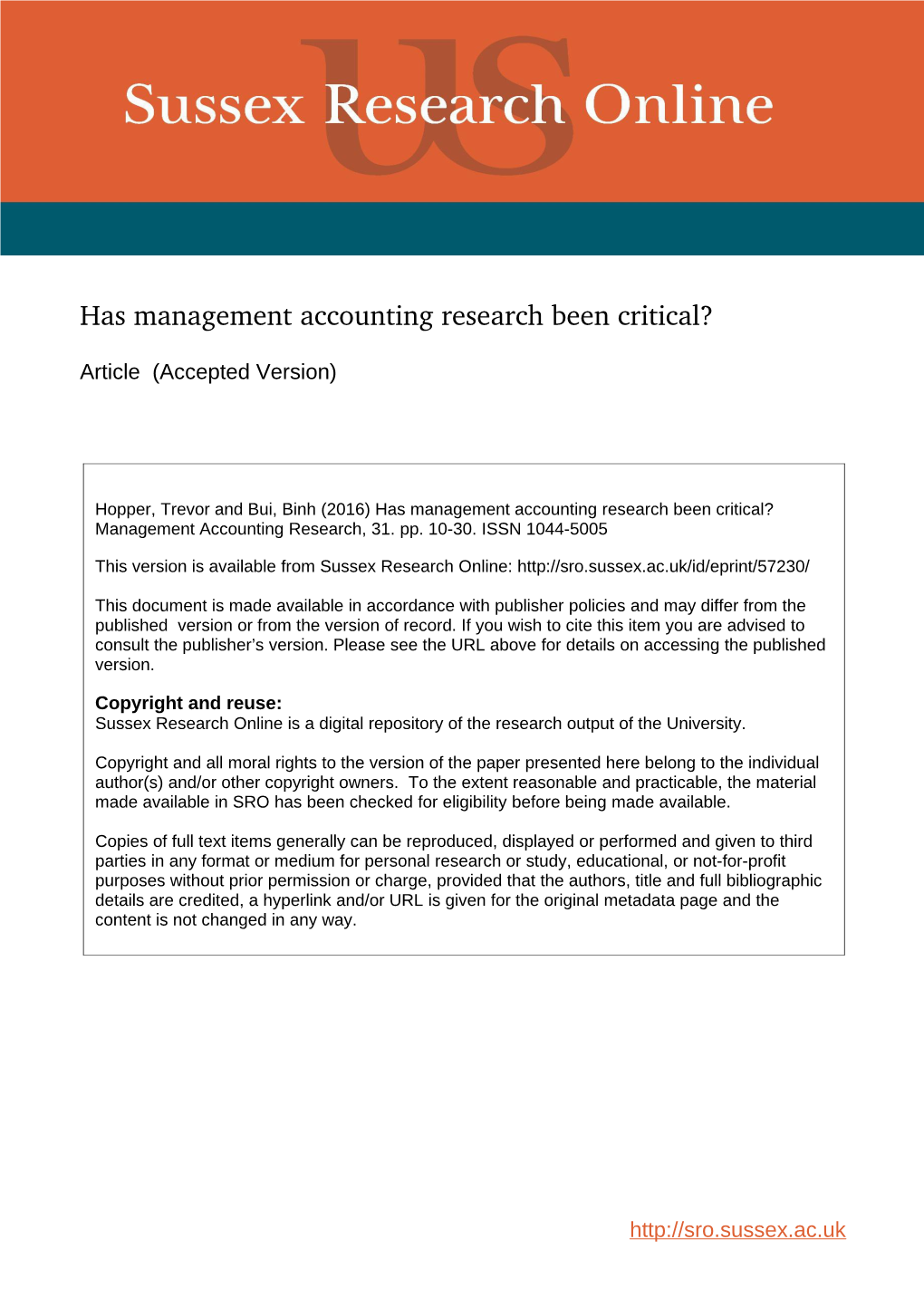 Has Management Accounting Research Been Critical?