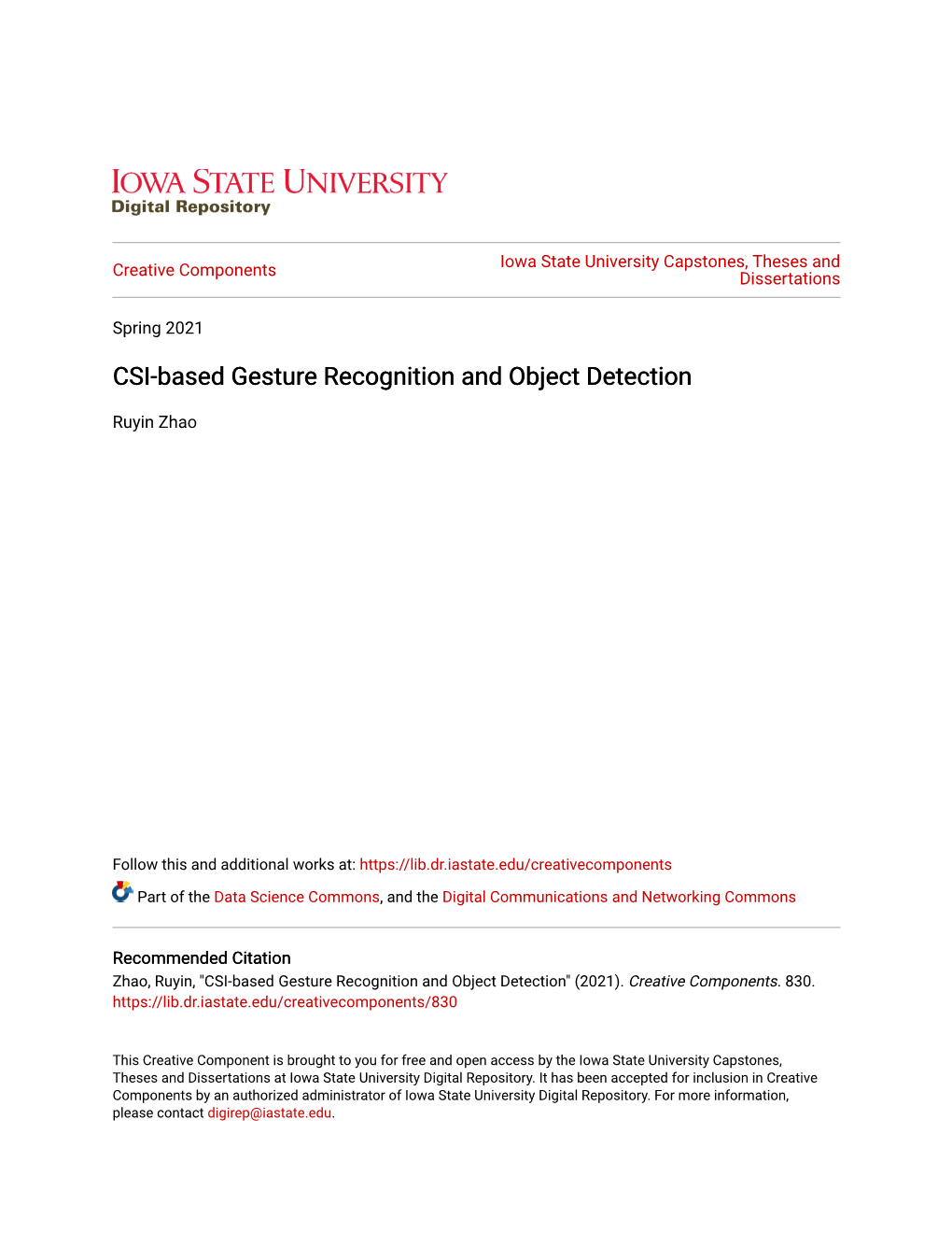 CSI-Based Gesture Recognition and Object Detection