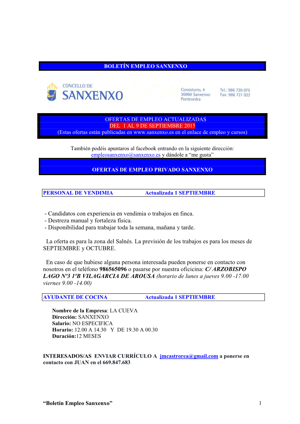 Empleo Sanxenxo