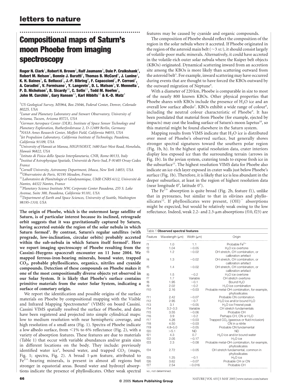 Compositional Maps of Saturn's Moon Phoebe from Imaging Spectroscopy