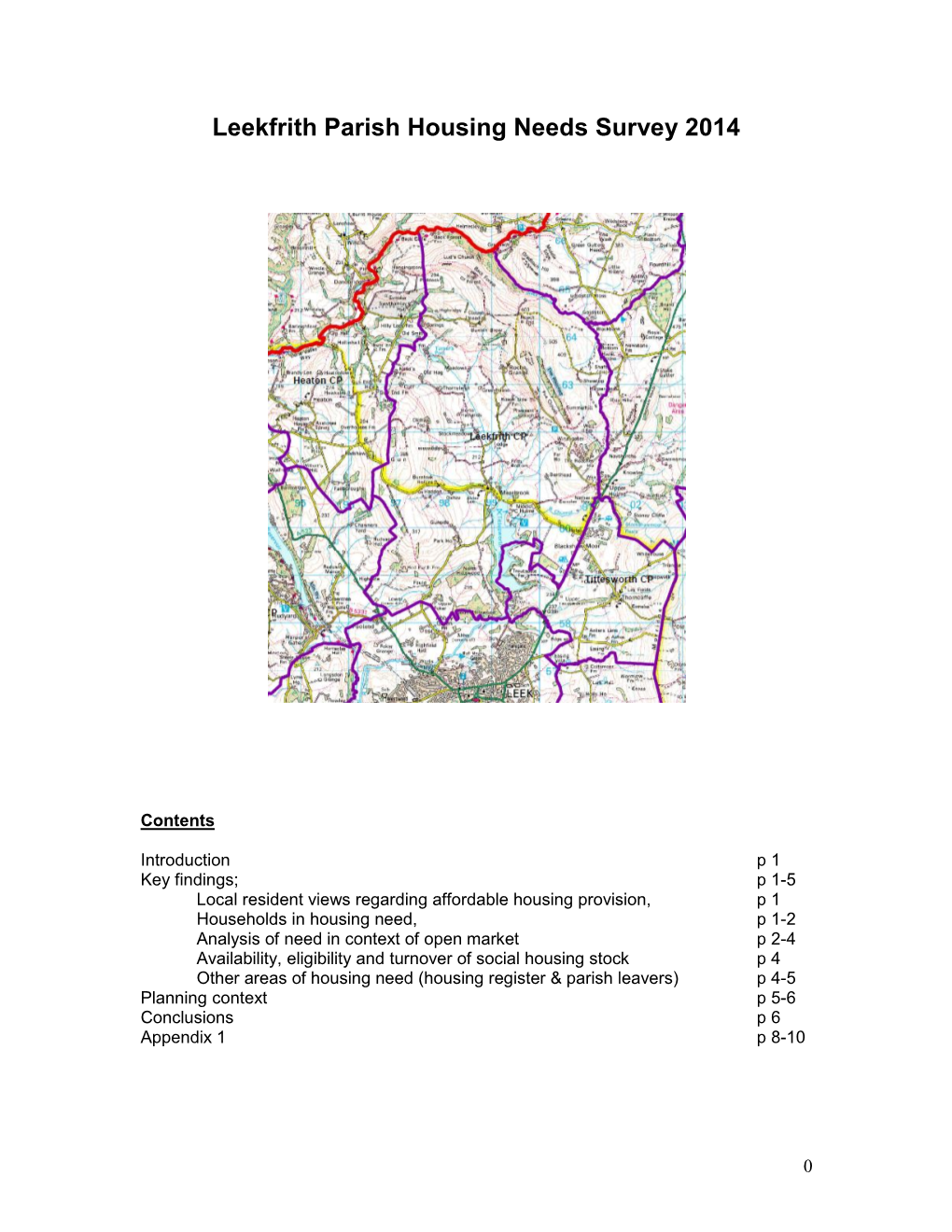 Quarnford Parish Housing Needs Survey 2014