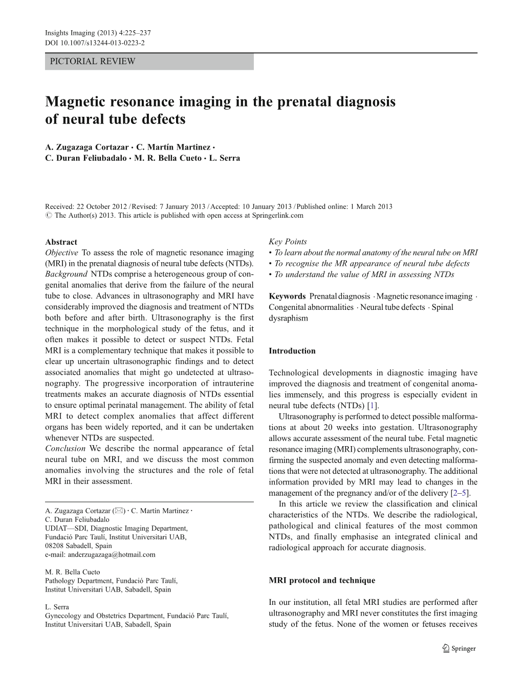 Magnetic Resonance Imaging in the Prenatal Diagnosis of Neural Tube Defects