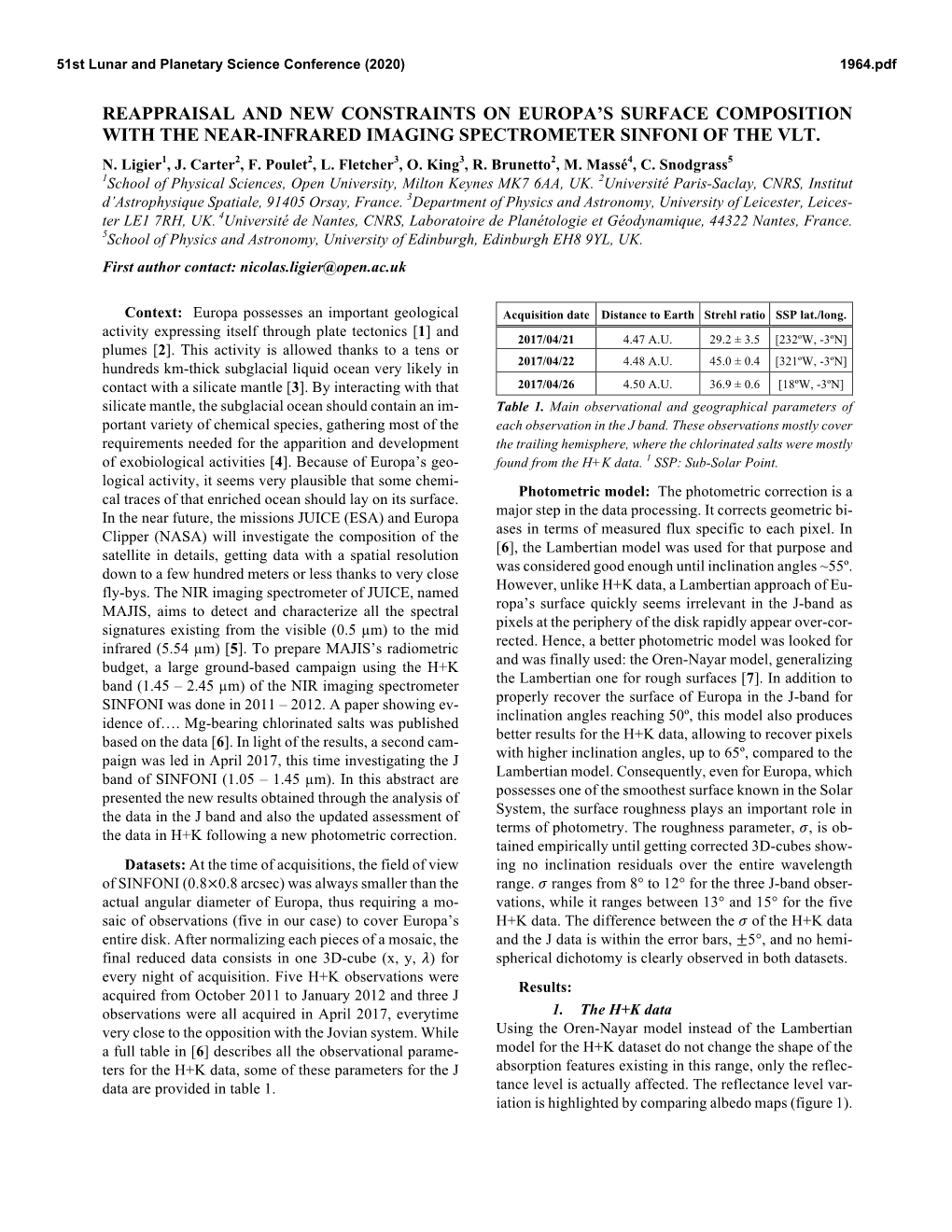 Reappraisal and New Constraints on Europa's Surface Composition with the Near-Infrared Imaging Spectrometer Sinfoni of The